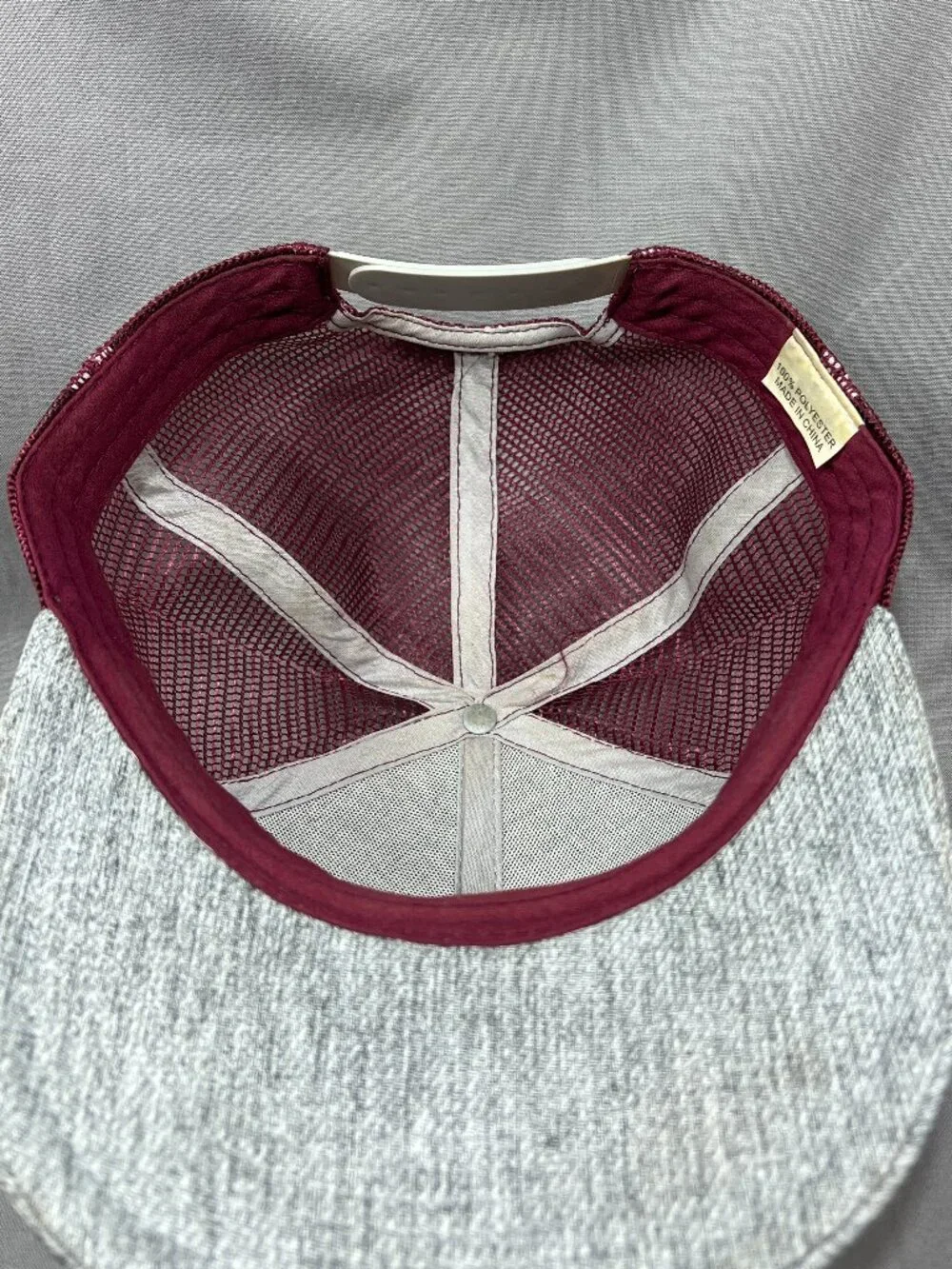 Ford Mustang Trucker Hat Snapback Gray Burgundy Horse Pony Motorsports Adult Cap